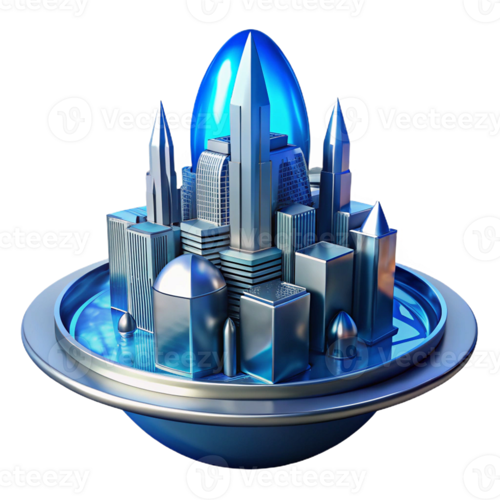 serene abstract A Towering Chrome Metropolis Built on Th high quality png