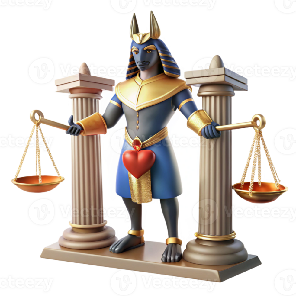 beautiful minimalist A Wise Anubis Weighing a Heart Against A png