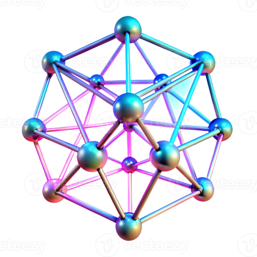 serene minimalist A Network of Glowing Pulsating Neon Lin high resolution png