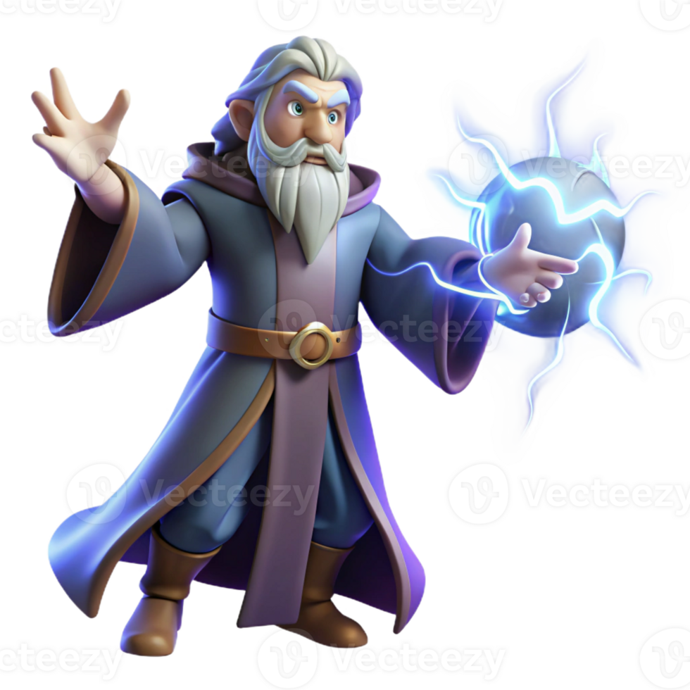 beautiful vintage A Powerful Wizard Casting a Spell Lightn professional png