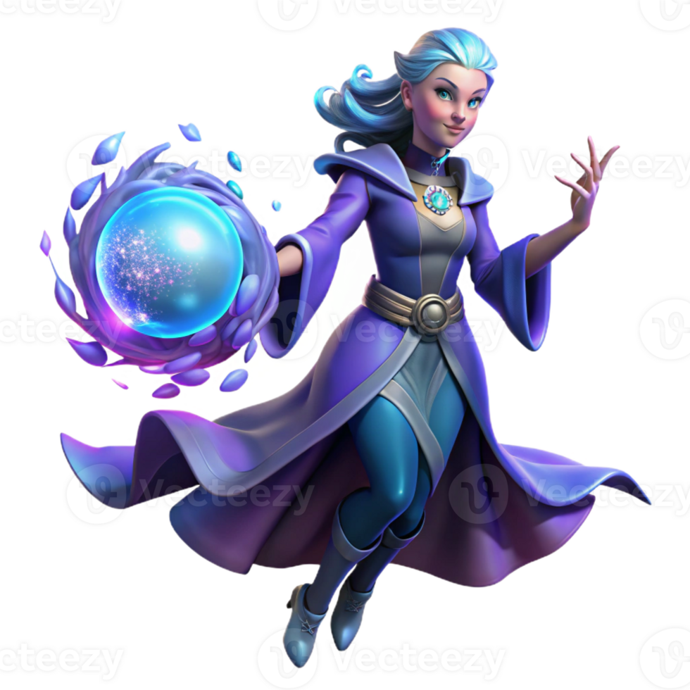 serene abstract A Powerful Sorceress Levitating a Crystal premium png