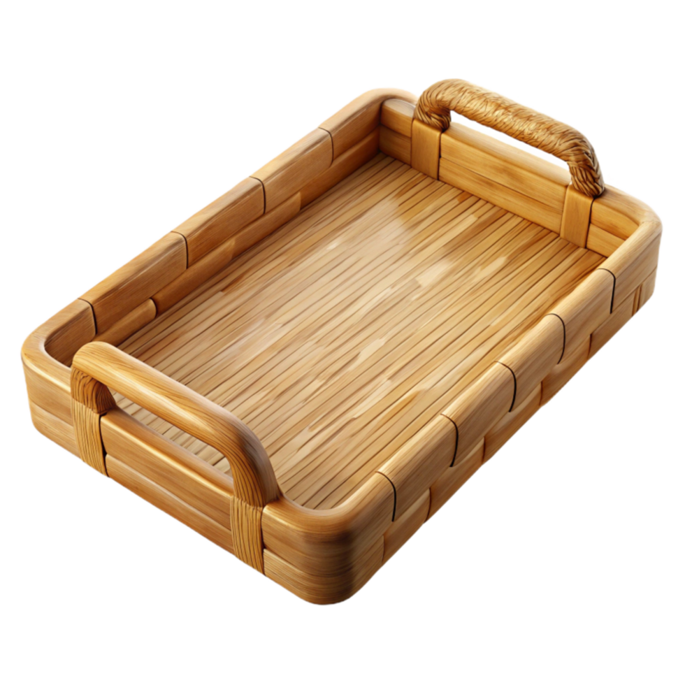 vibrant traditional Bamboo Serving Tray Rectangular Cutout exclusive png
