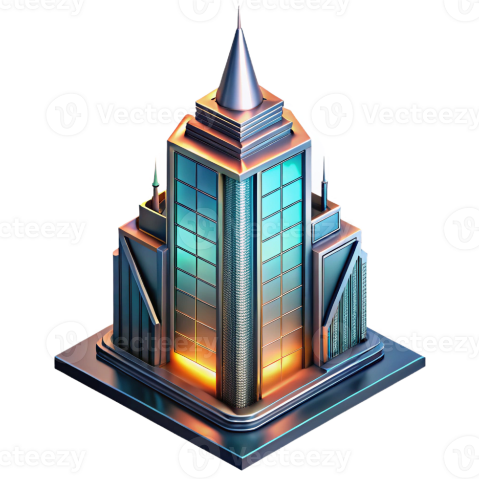 elegant abstract Art Deco Skyscraper Chrome and Glass Sha exclusive png
