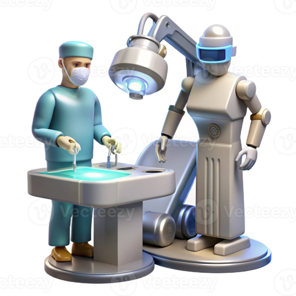 beautiful contemporary A Robotic Surgeon Performing a Complex Op original png