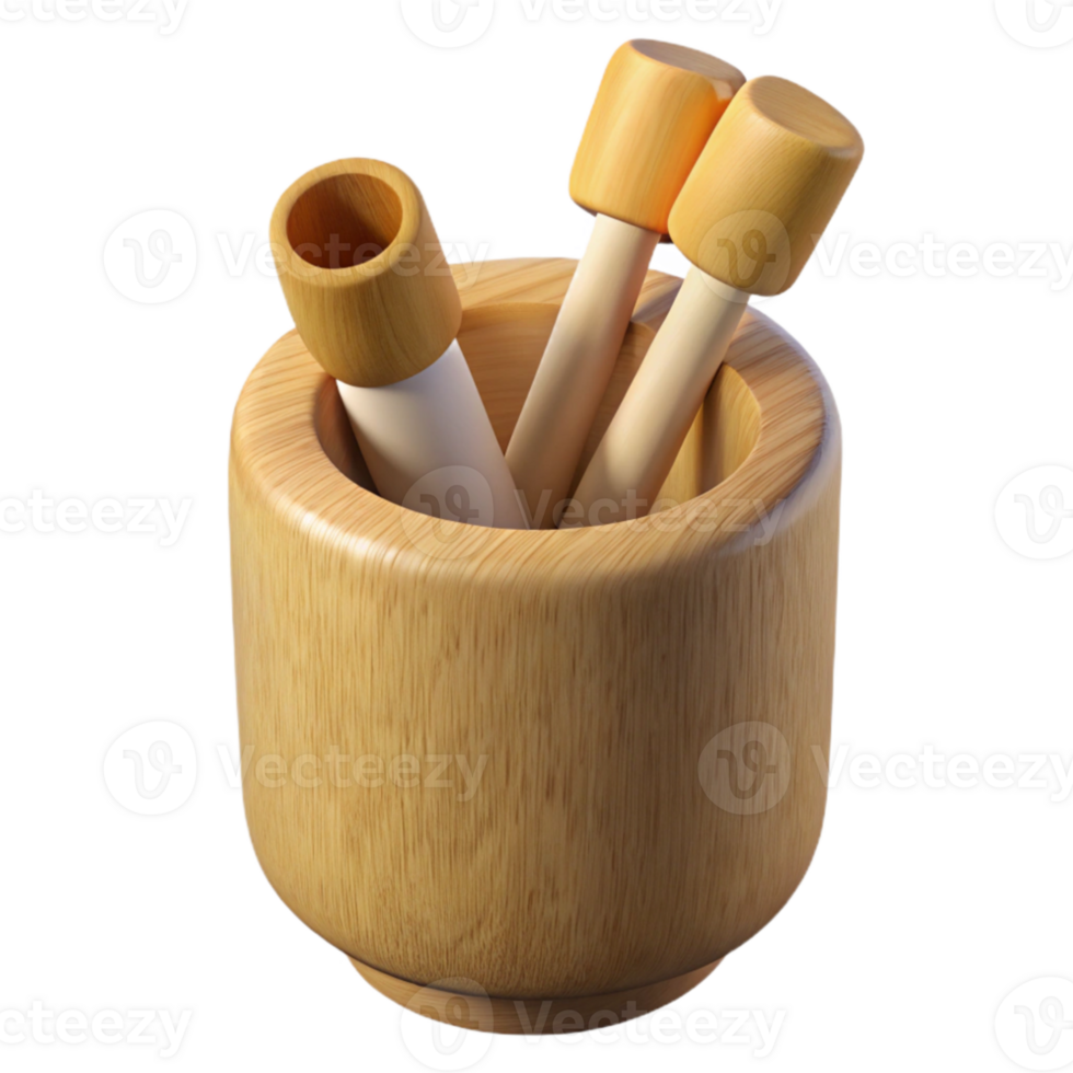 stunning minimalist Bamboo Toothbrush Holder with Natural Finish detailed png