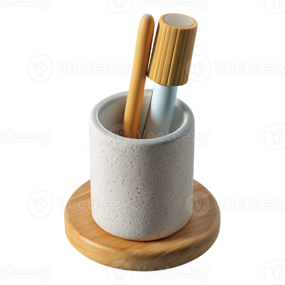 serene classic Bamboo Toothbrush Holder with Natural Finish high quality png