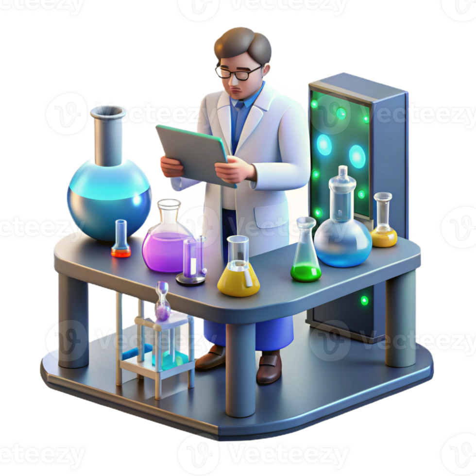 magnificent abstract A Lone Scientist Working in a Cluttered professional png
