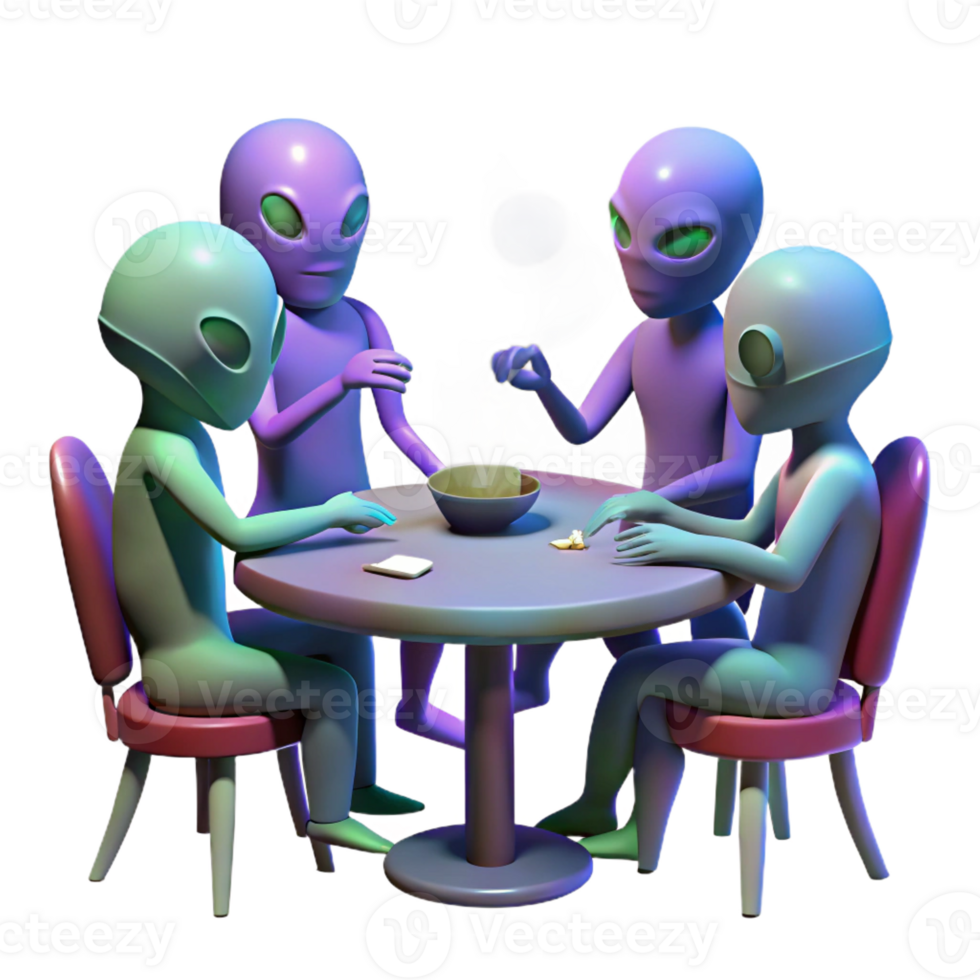 beautiful minimalist A Group of Aliens Playing a Holographic 4K png