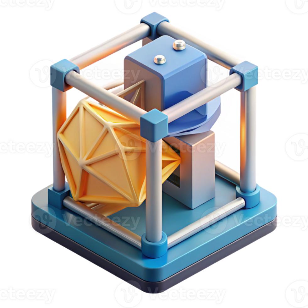 beautiful artistic A D Printer Constructing a Complex Geo 4K png