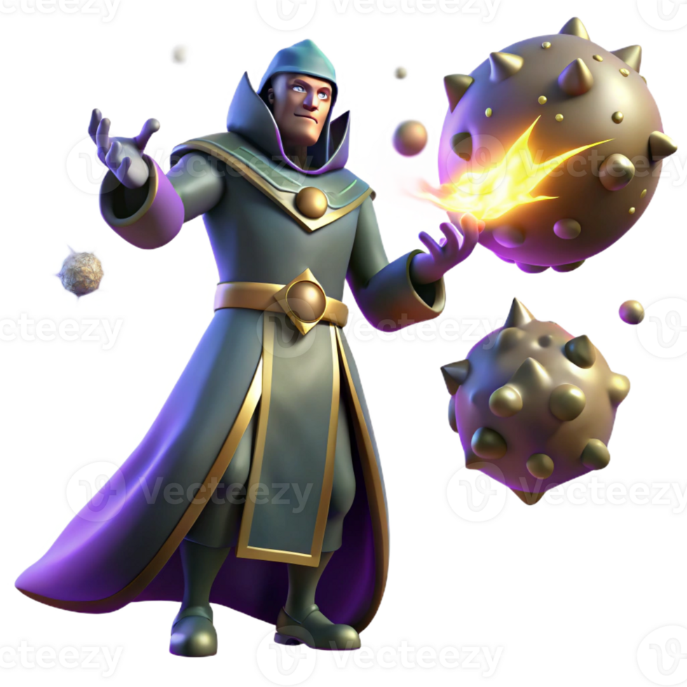 dramatic rustic A Powerful Sorcerer Summoning a Meteor S detailed png
