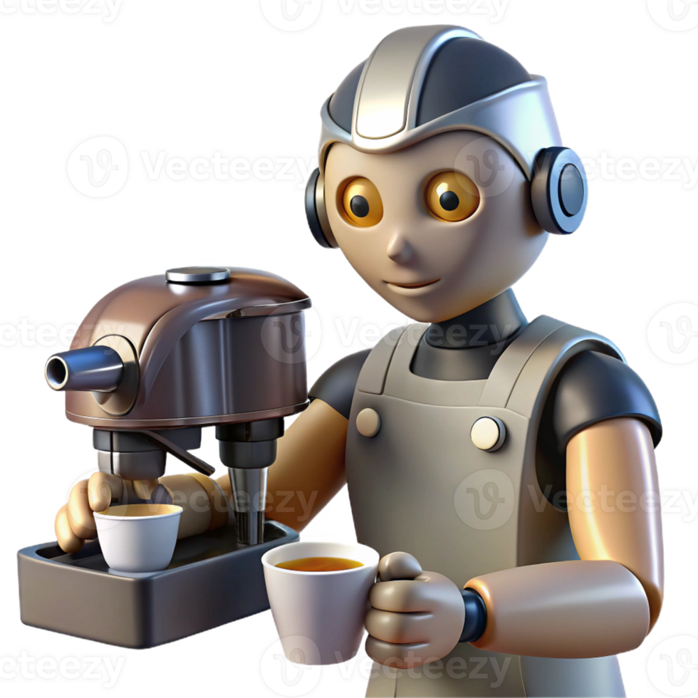 stunning abstract Robot Barista Making Coffee png
