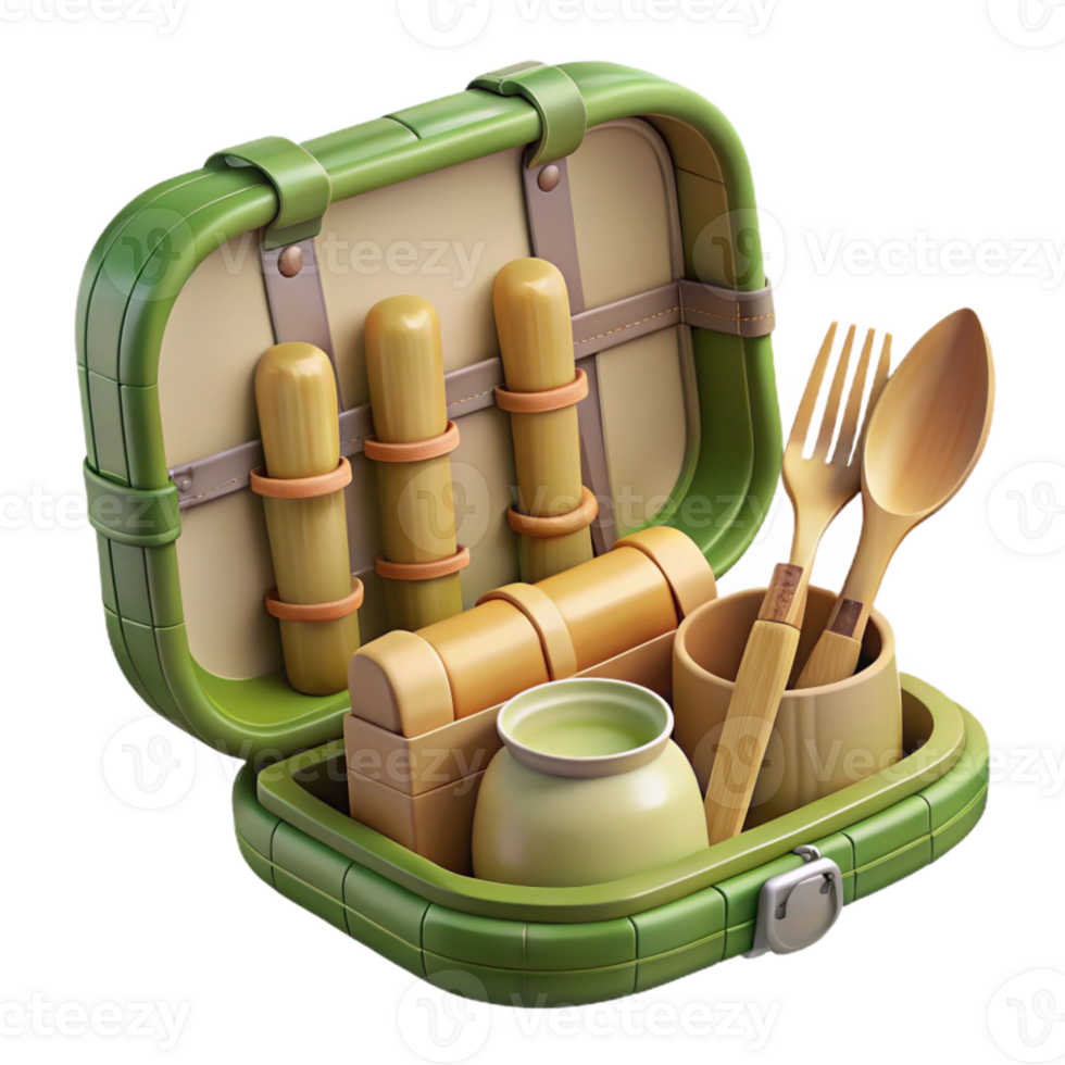 elegant contemporary Bamboo Utensils Set with Case Cutout genuine png