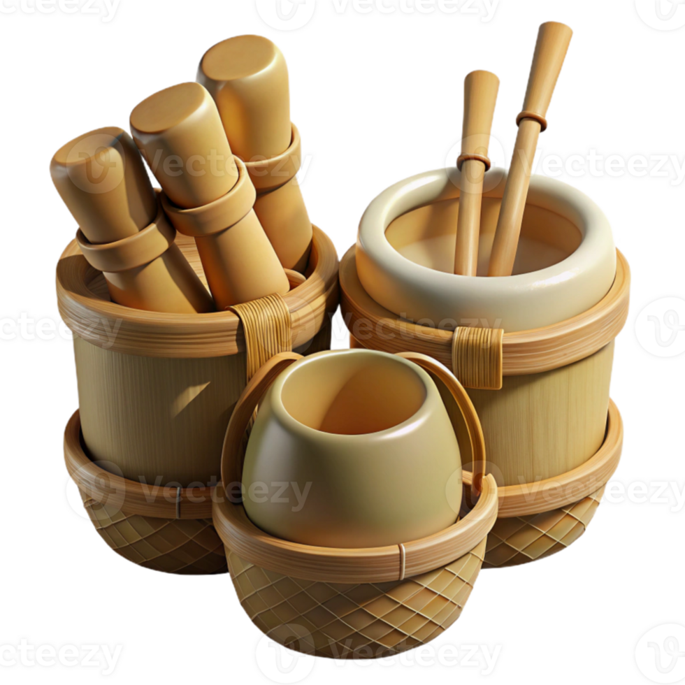beautiful abstract Bamboo Utensils Side View Transparent Background high resolution png
