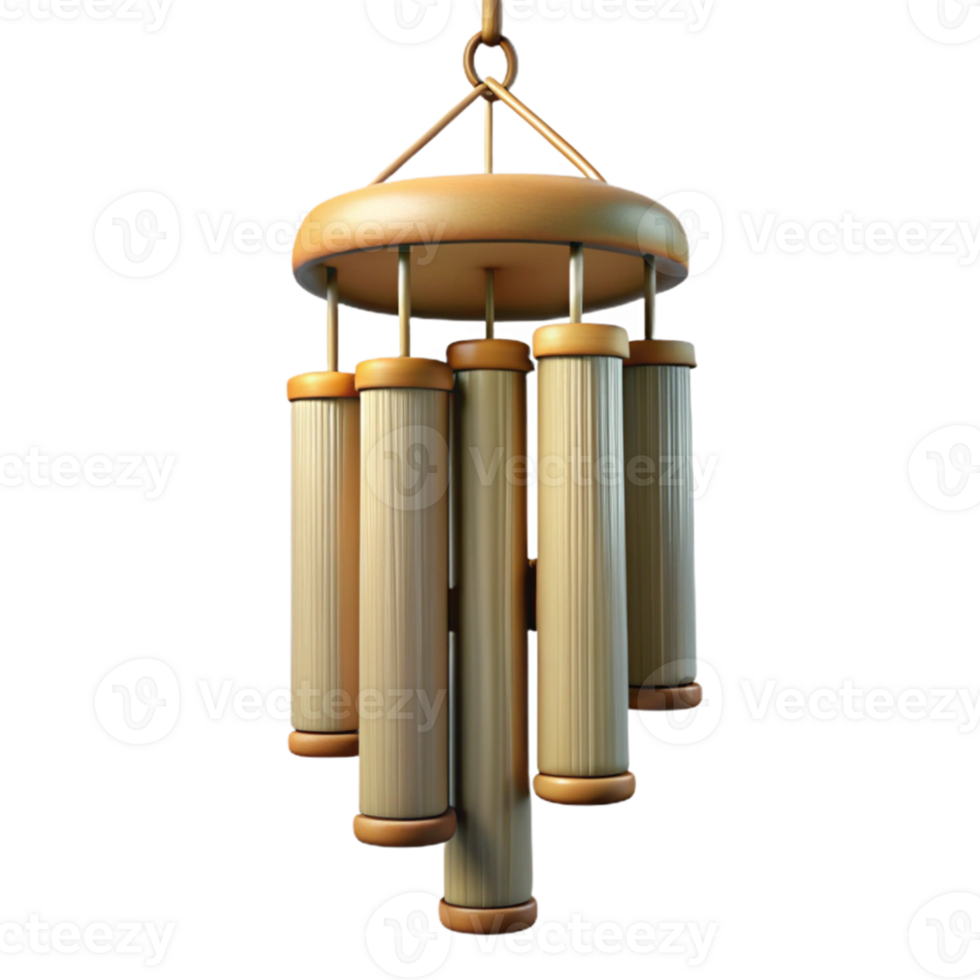 serene creative Bamboo Wind Chime Hanging Position Cutout with Soft Lighting png
