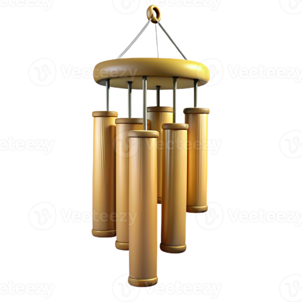 stunning artistic Bamboo Wind Chime Hanging Position Cutout with Soft Lighting exclusive png