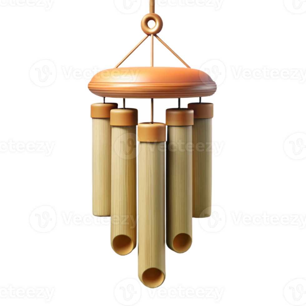 impressive traditional Bamboo Wind Chime Hanging Position Cutout with Soft Lighting genuine png