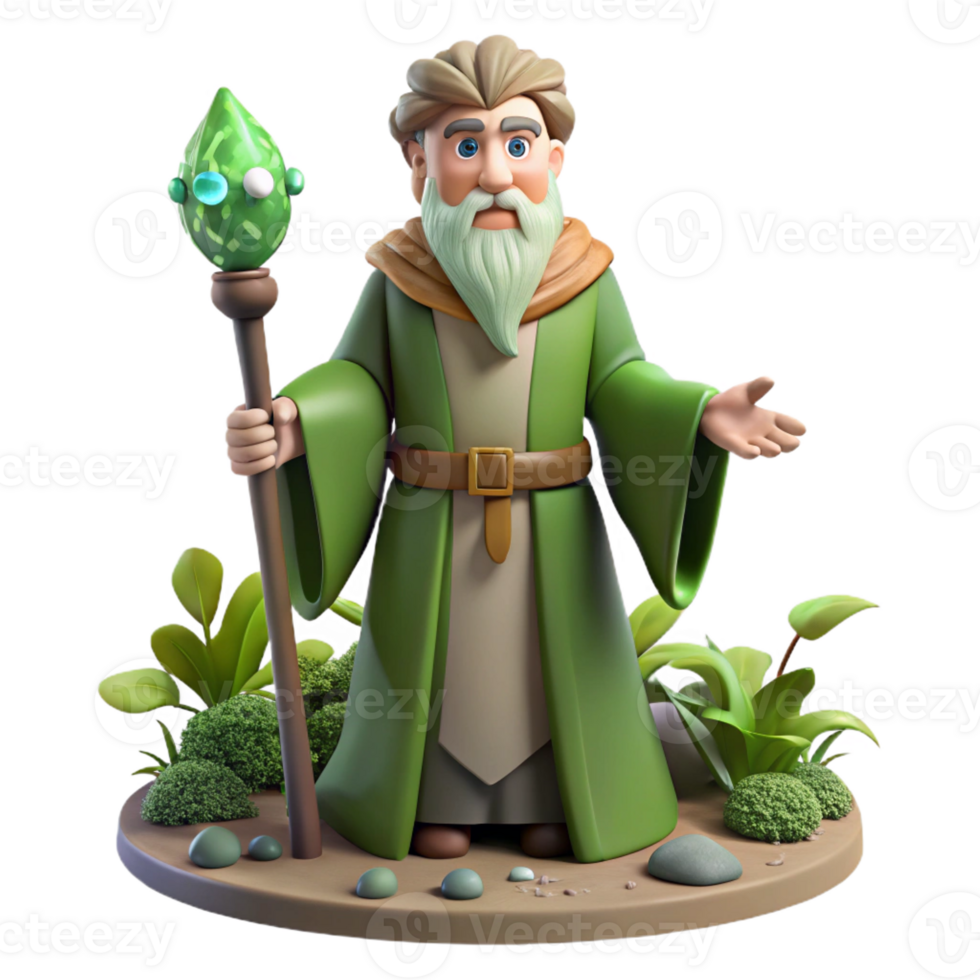 stunning traditional A Wise Druid Communing with Nature Fores detailed png
