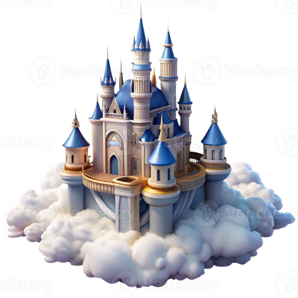 dramatic artistic A Majestic Castle Floating in the Clouds high quality png