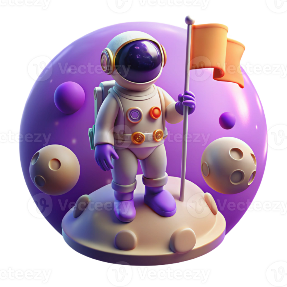 wonderful rustic Astronaut Planting Flag on Alien Planet high resolution png