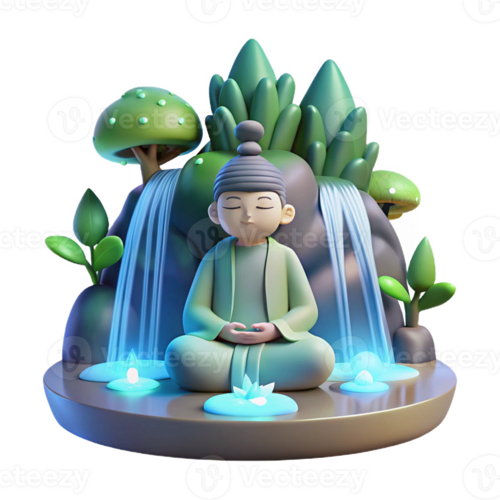 magnificent minimalist A Serene Forest Spirit Meditating Under premium png