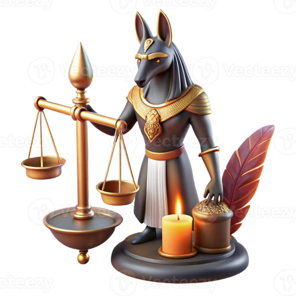 serene classic Anubis Weighing a Heart Against a Feathe detailed png