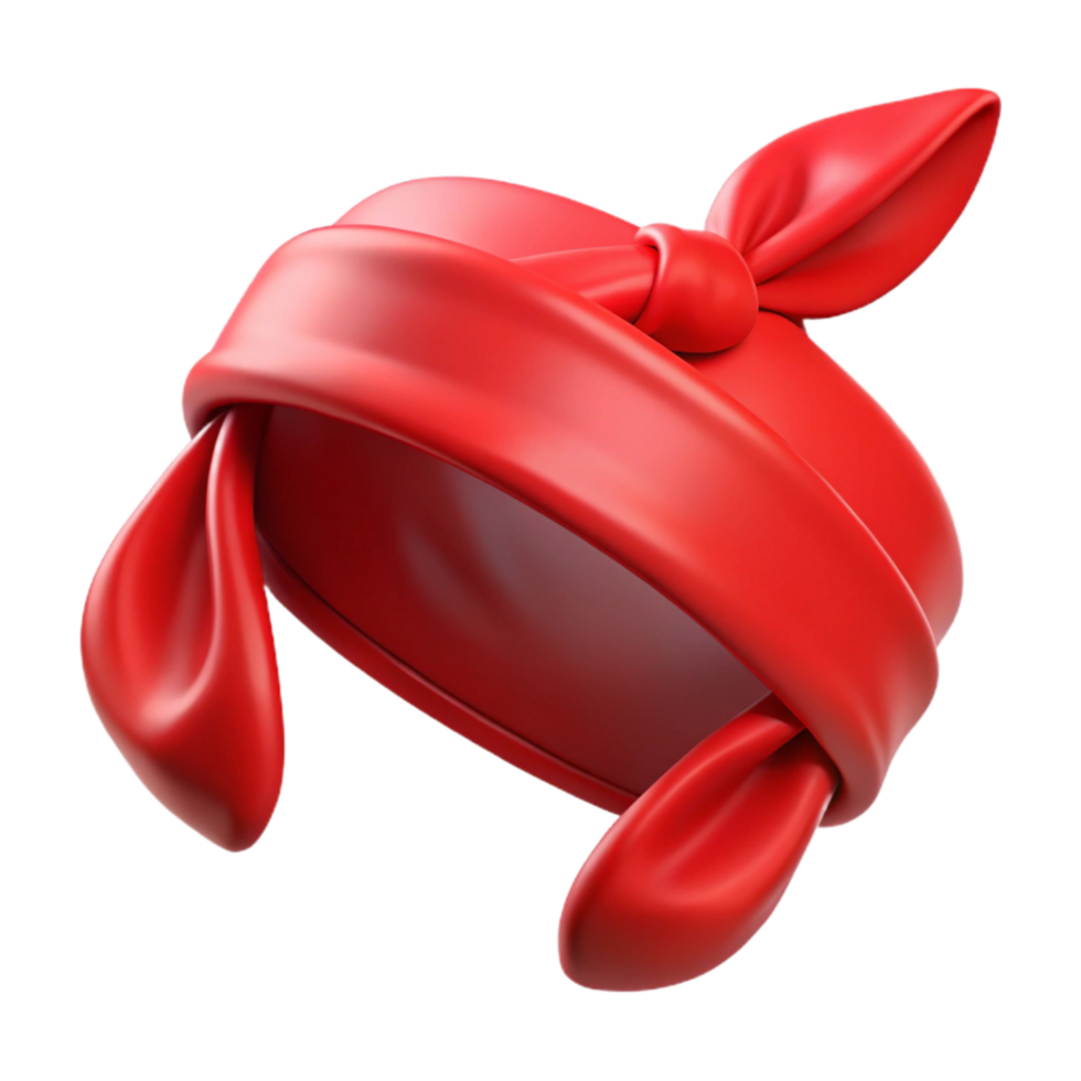 elegant artistic Bandana Tied Headband Red on Transparent Background high resolution png