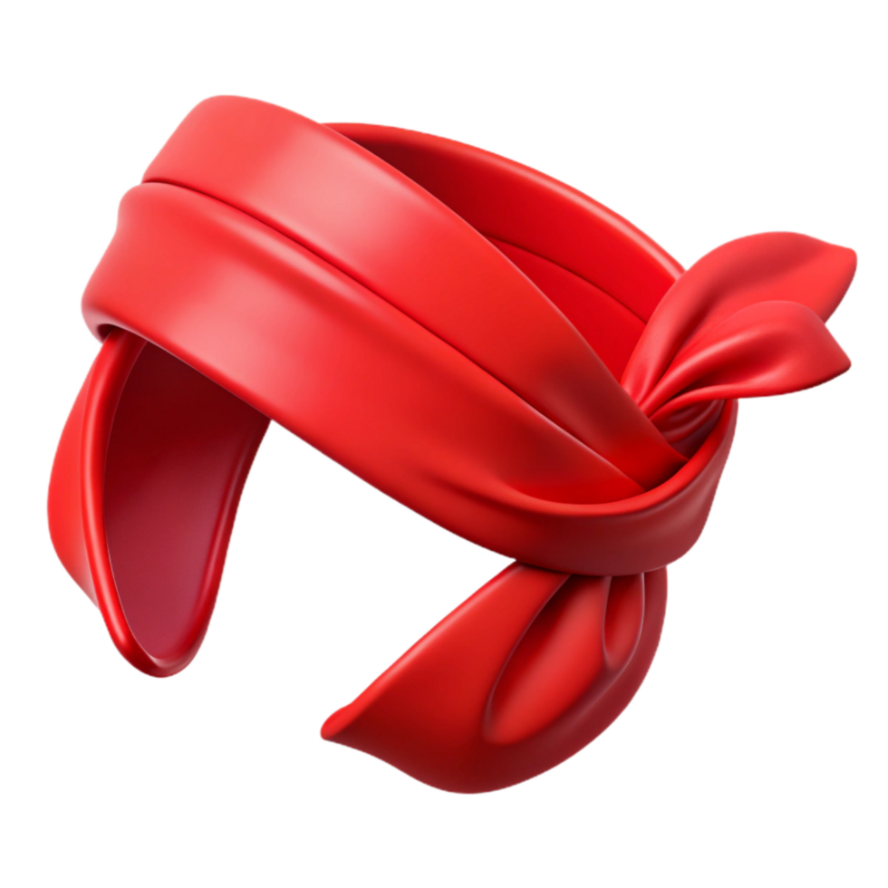 impressive traditional Bandana Tied Headband Red on Transparent Background high resolution png