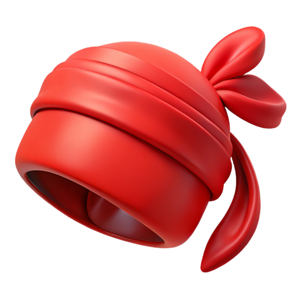 magnificent traditional Bandana Tied Headband Red on Transparent Background professional png