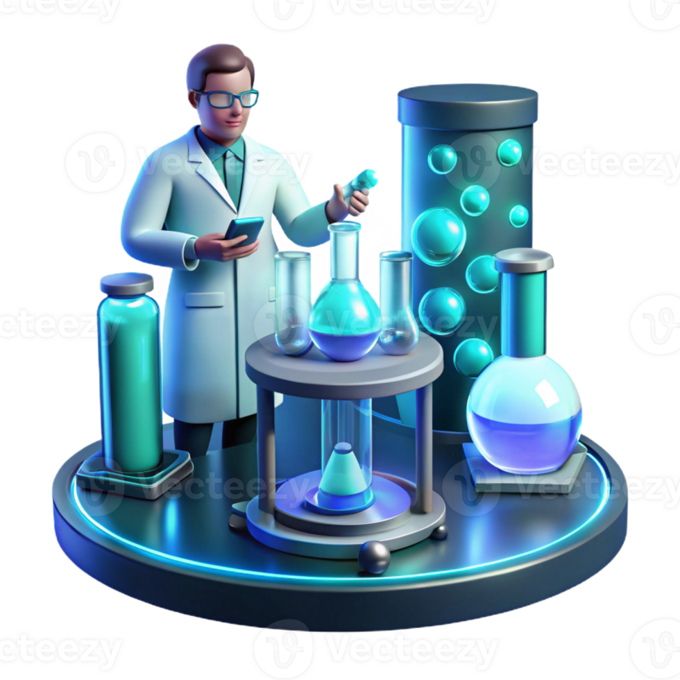 beautiful traditional A Scientist Working in a Futuristic Labo high resolution png