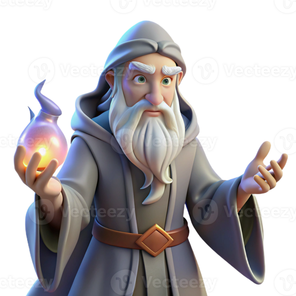 serene traditional A Wise Old Wizard Casting a Protective high quality png