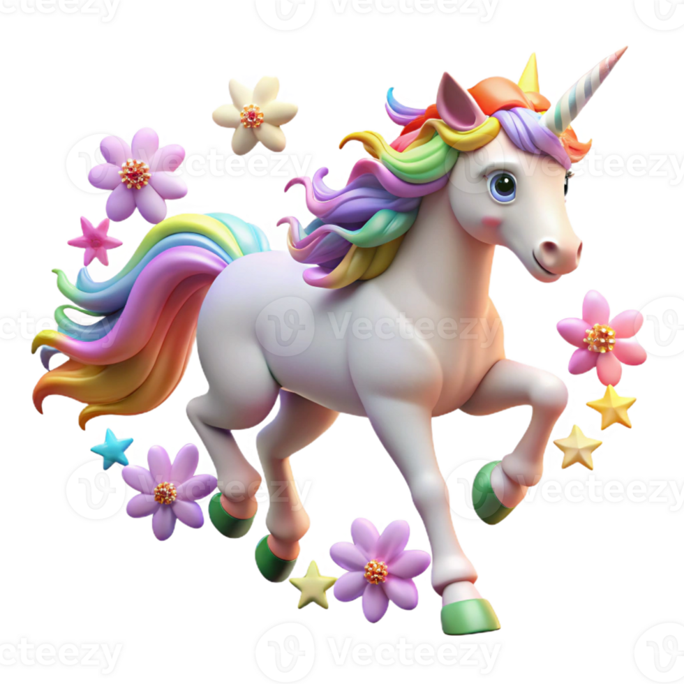 wonderful creative A Majestic Unicorn with a Rainbow Mane And high quality png