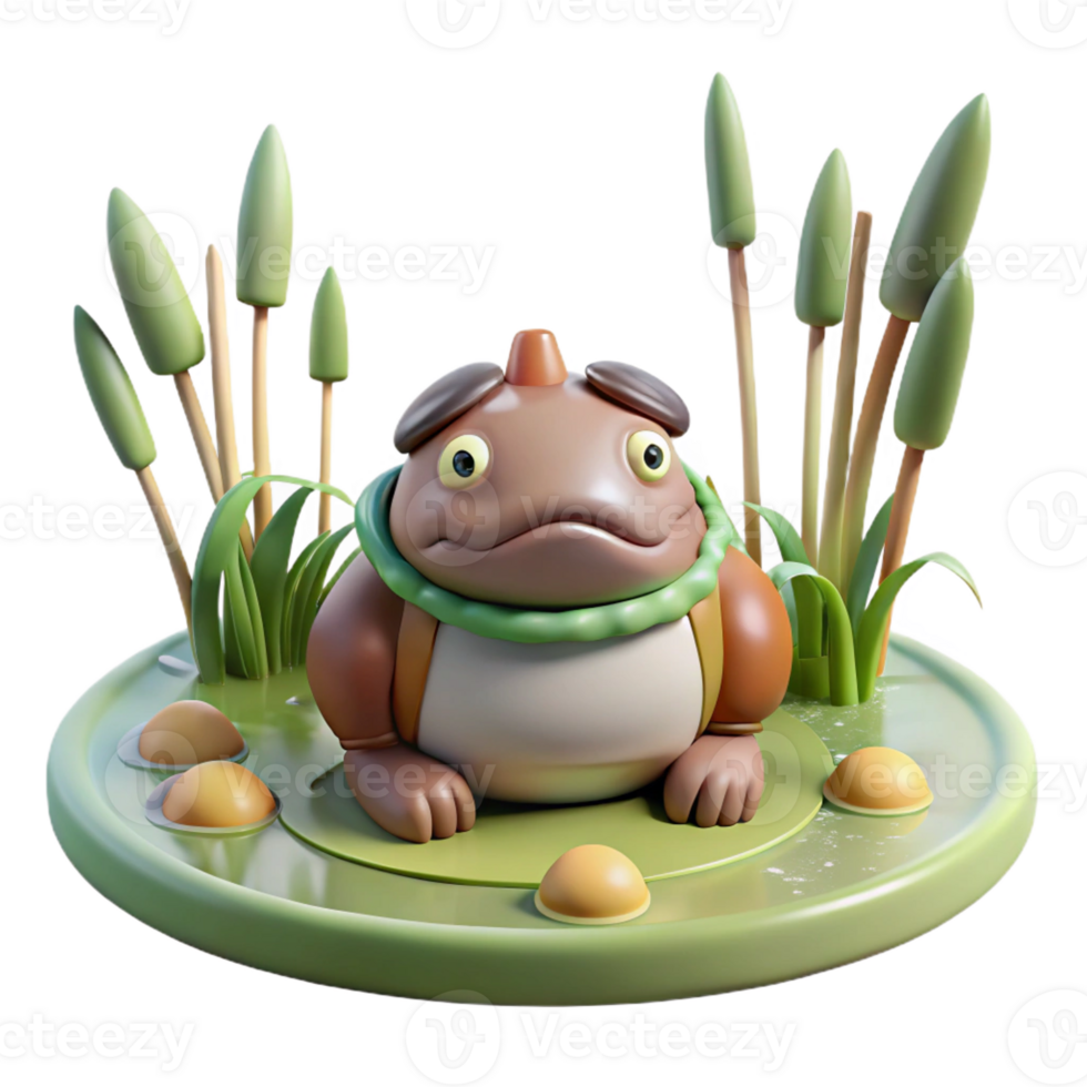 dramatic artistic Kappa Hiding in River detailed png