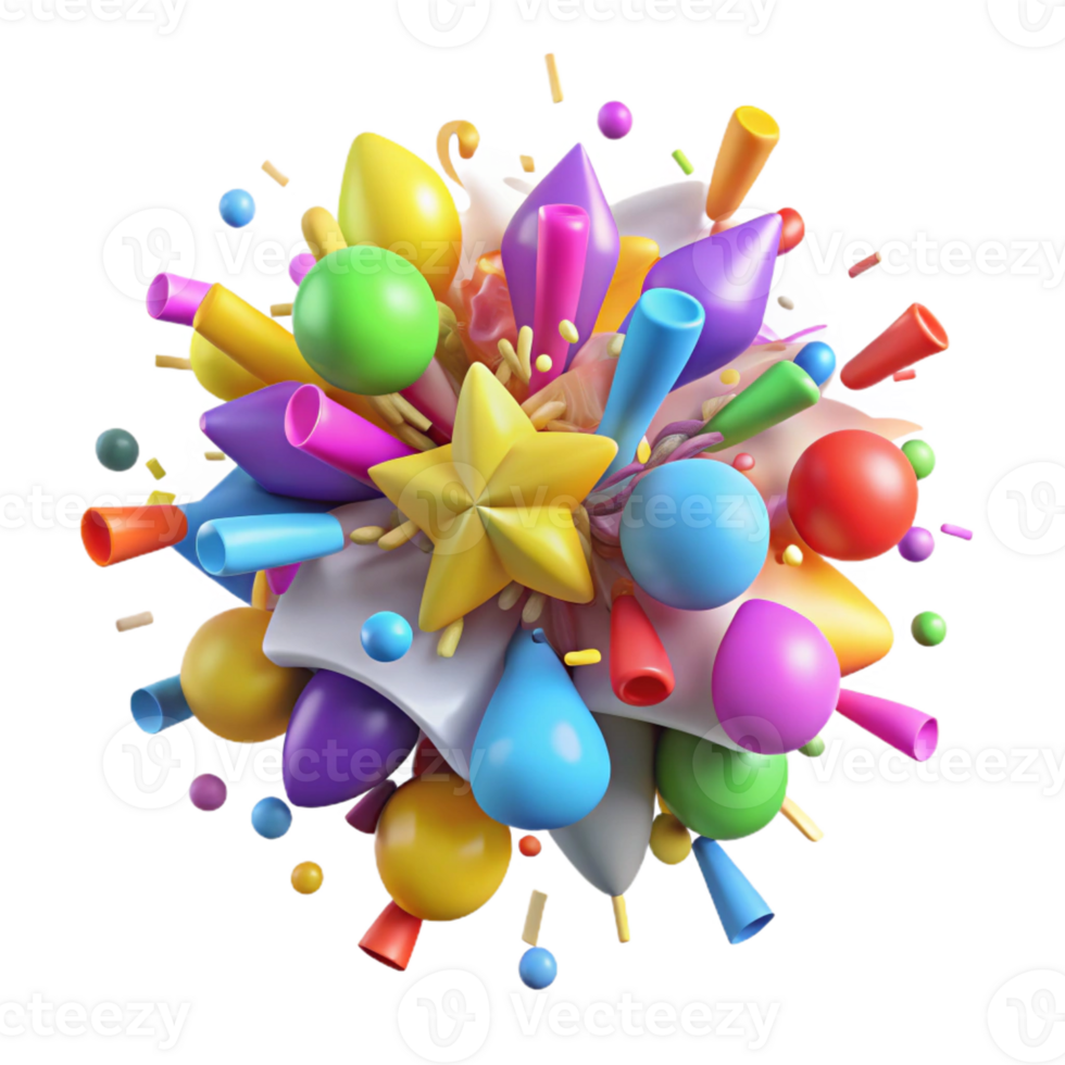 elegant artistic A Chaotic Explosion of Colorful Confetti original png