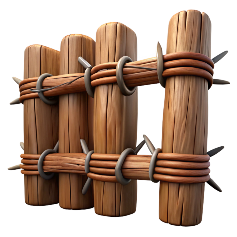 stunning abstract Barbed Wire Fence Cutout with Wooden Posts png