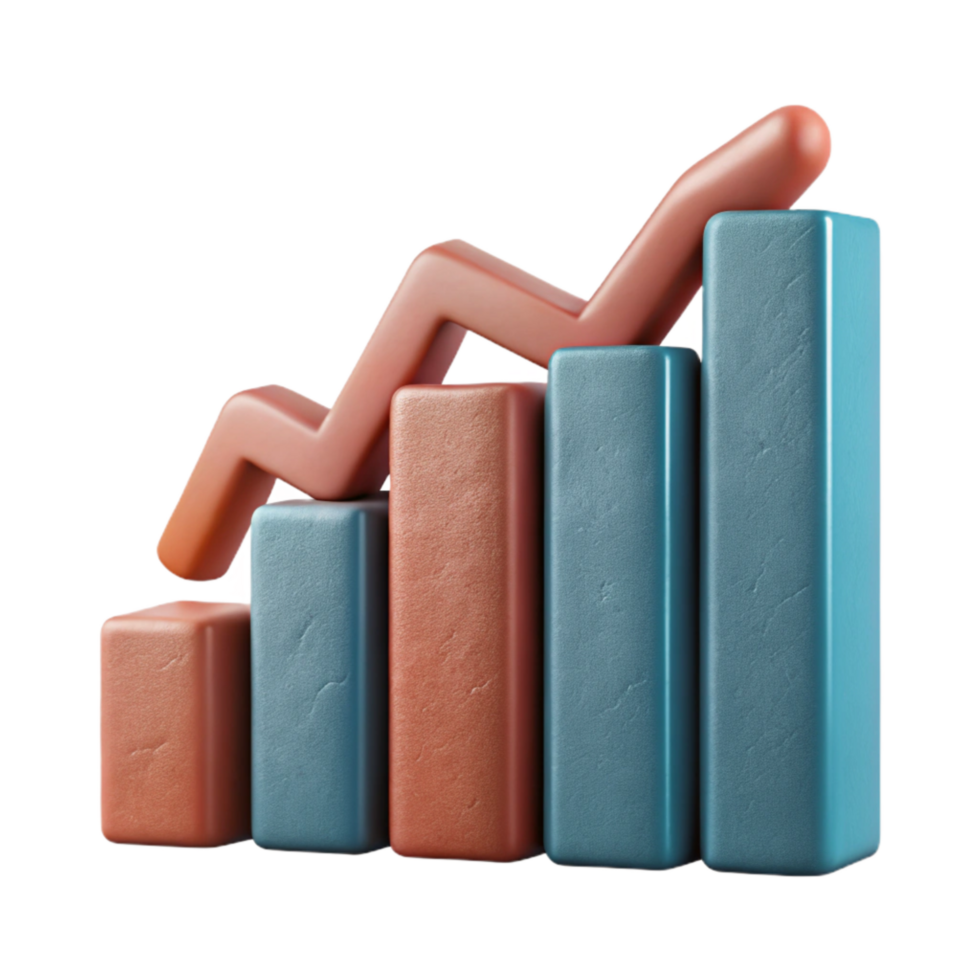 serene minimalist Bar Graph with Downward Trend Cutout Element authentic png
