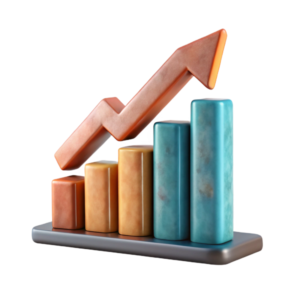 magnificent artistic Bar Graph with Upward Trend Cutout Element high quality png