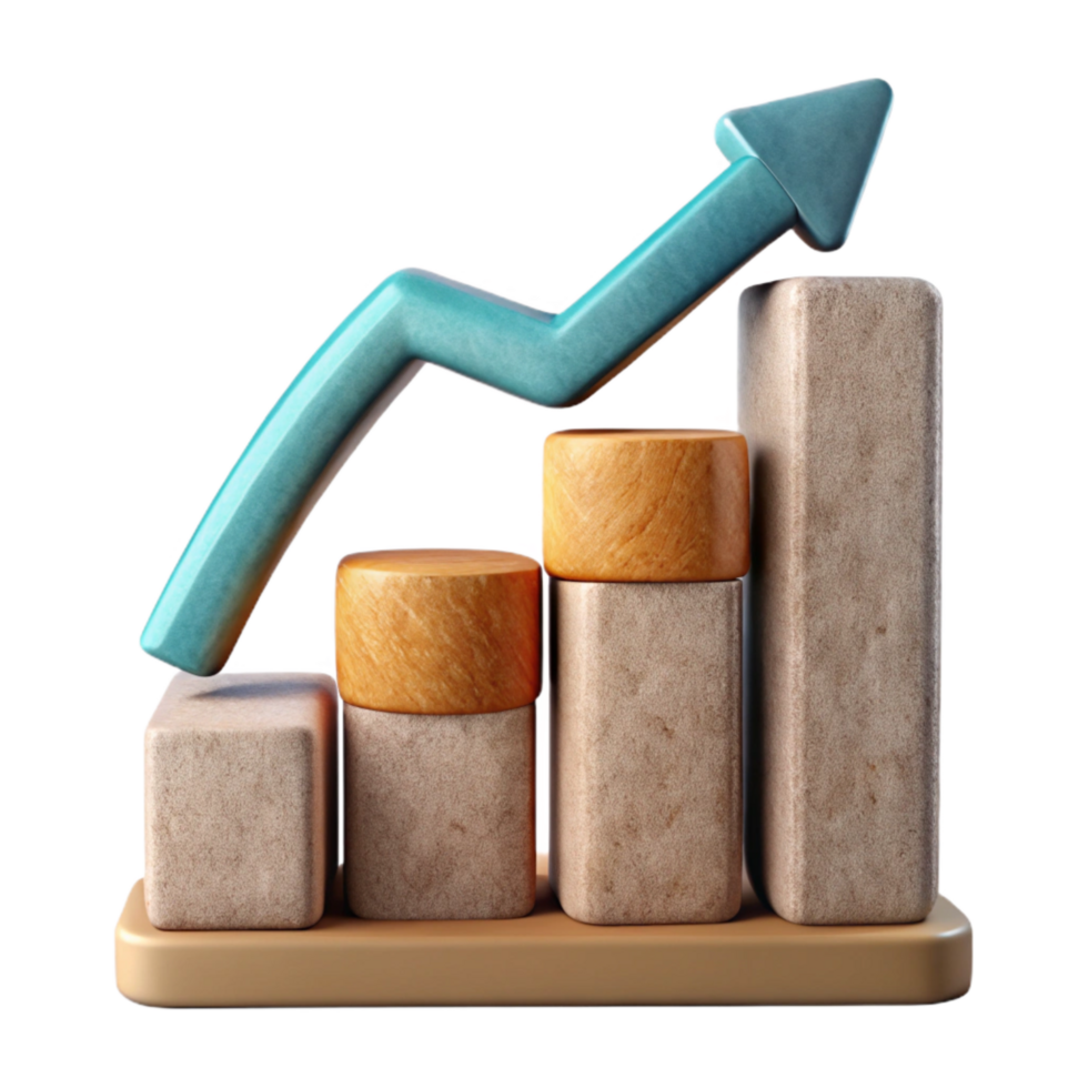 extraordinary modern Bar Graph with Upward Trend Cutout Element high quality png