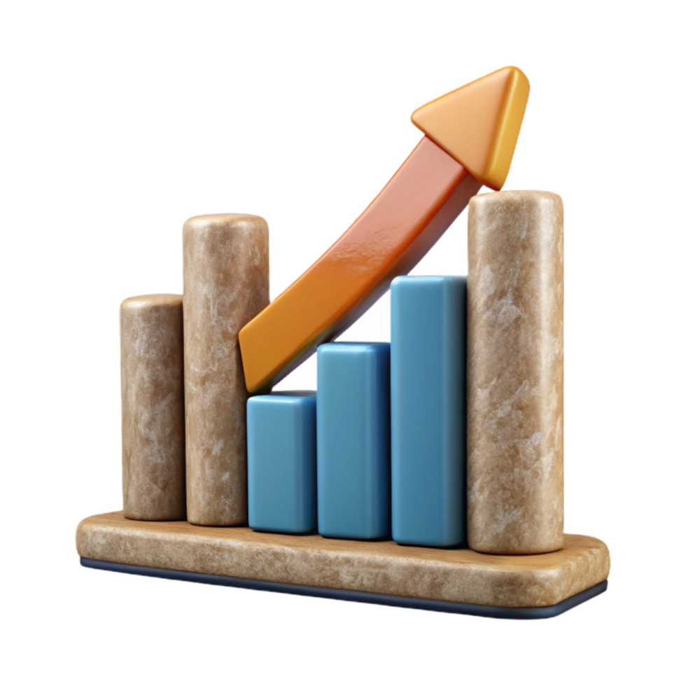 beautiful modern Bar Graph with Upward Trend Cutout Element authentic png