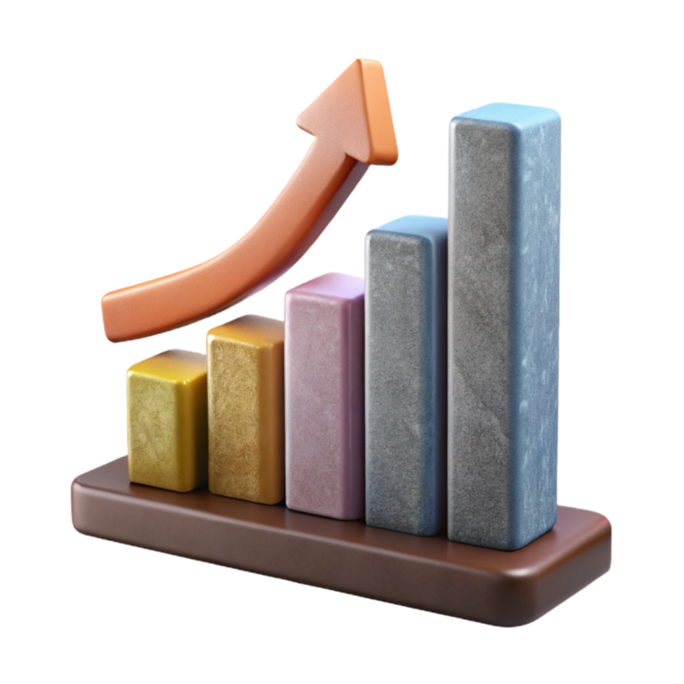 magnificent traditional Bar Graph with Upward Trend Cutout Element genuine png