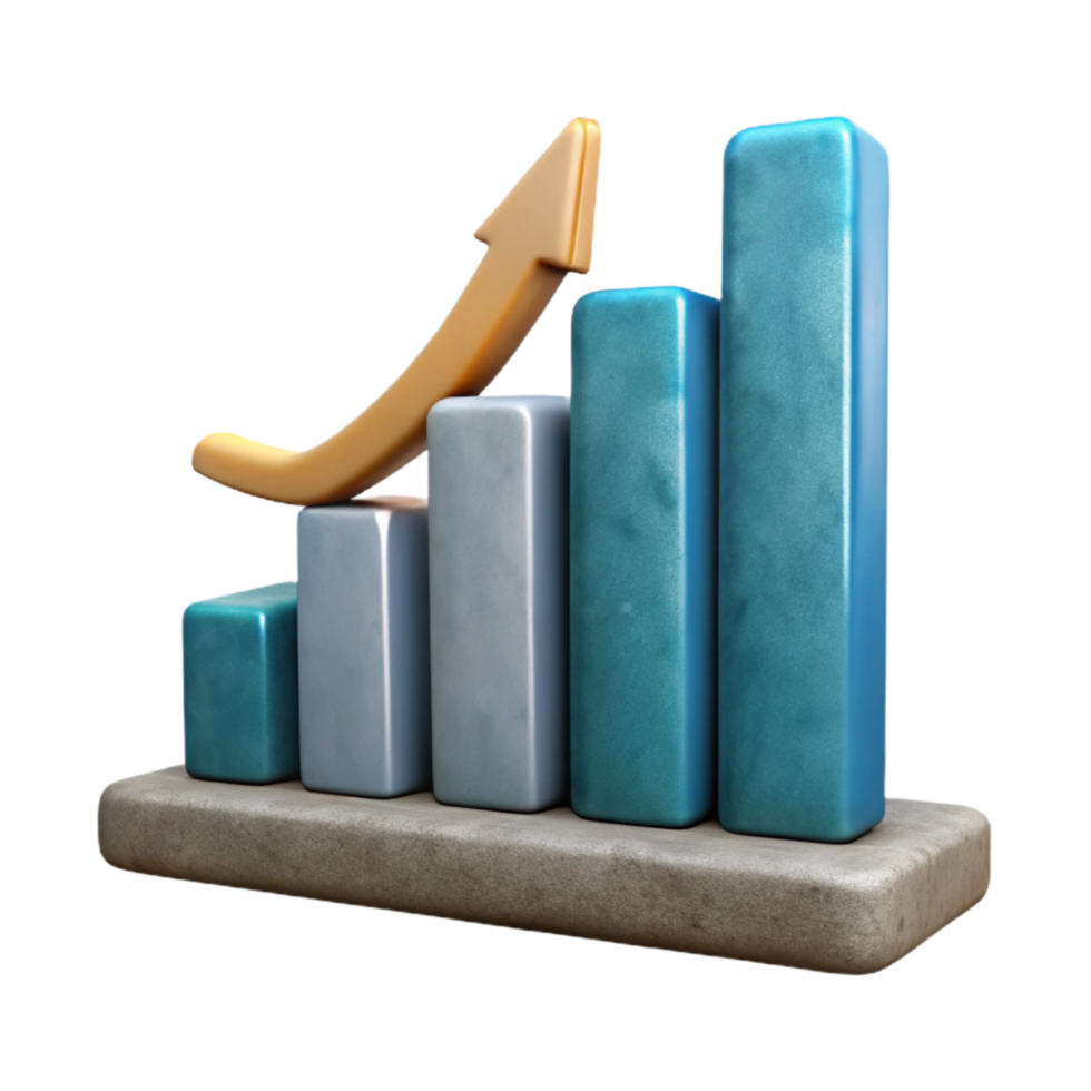 serene contemporary Bar Graph with Upward Trend Cutout Element high quality png