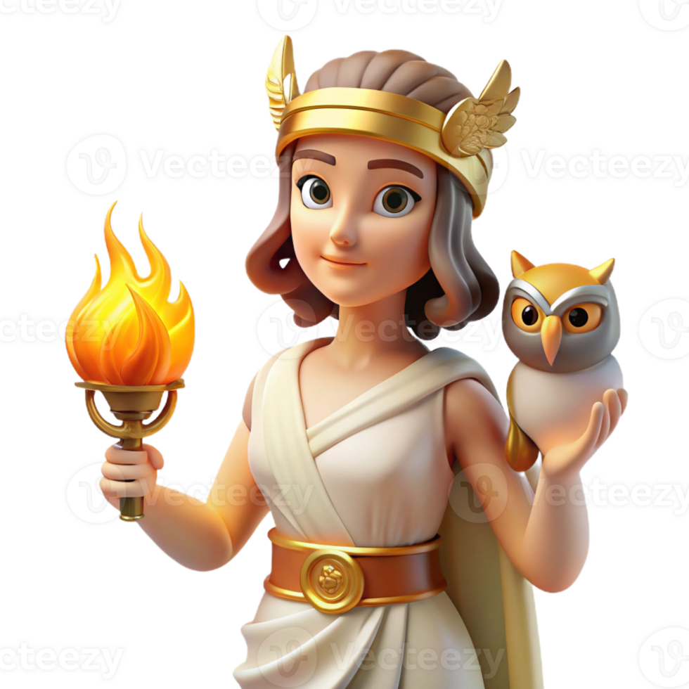 extraordinary modern A Wise Athena Holding an Owl Bathed in T exclusive png