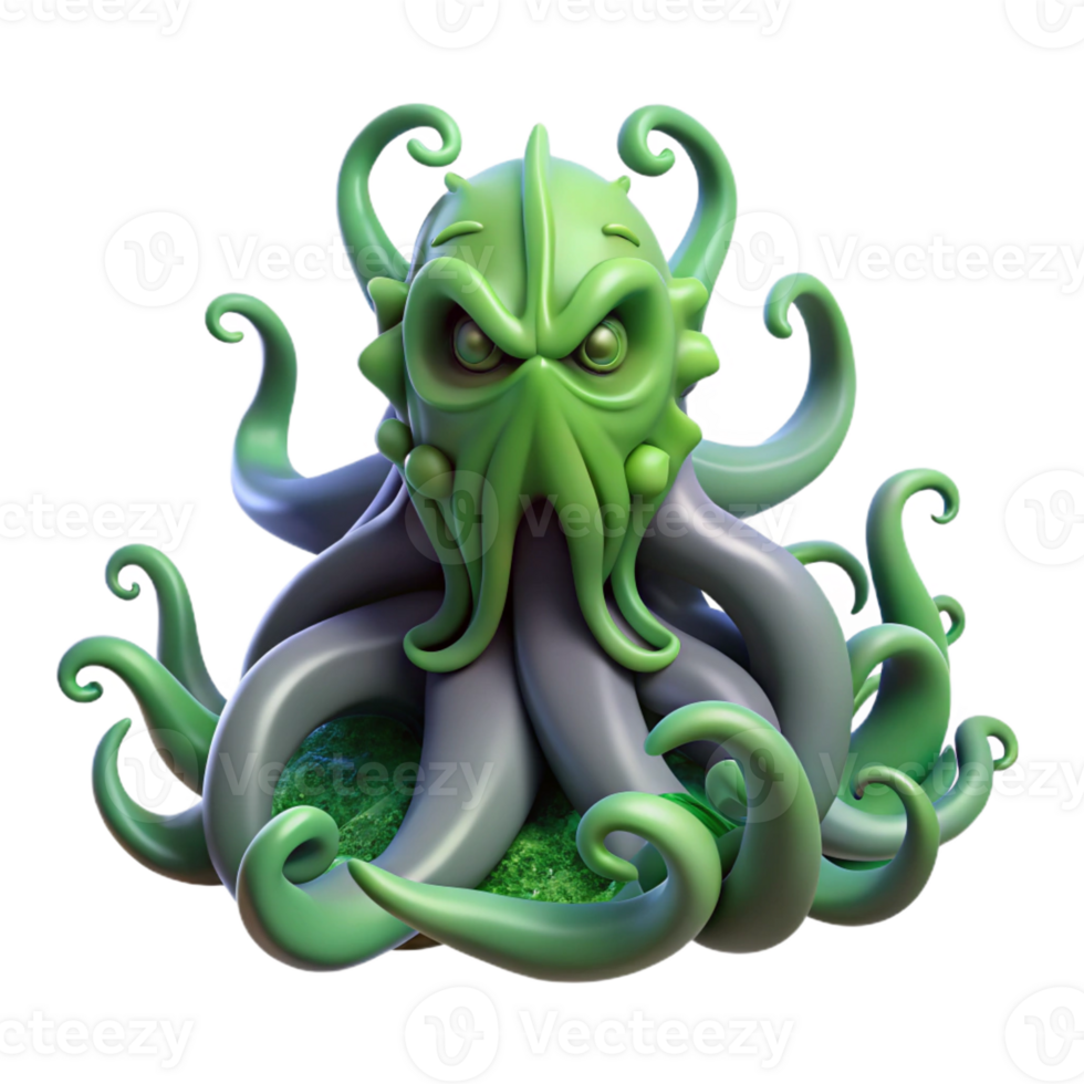 magnificent minimalist A Powerful Cthulhu Rising from the Depths 4K png