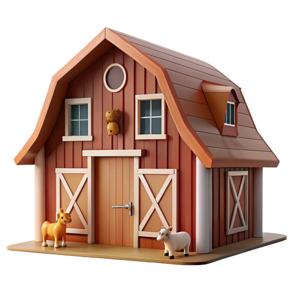 extraordinary contemporary Barn with Animals Inside Front View Transparent professional png