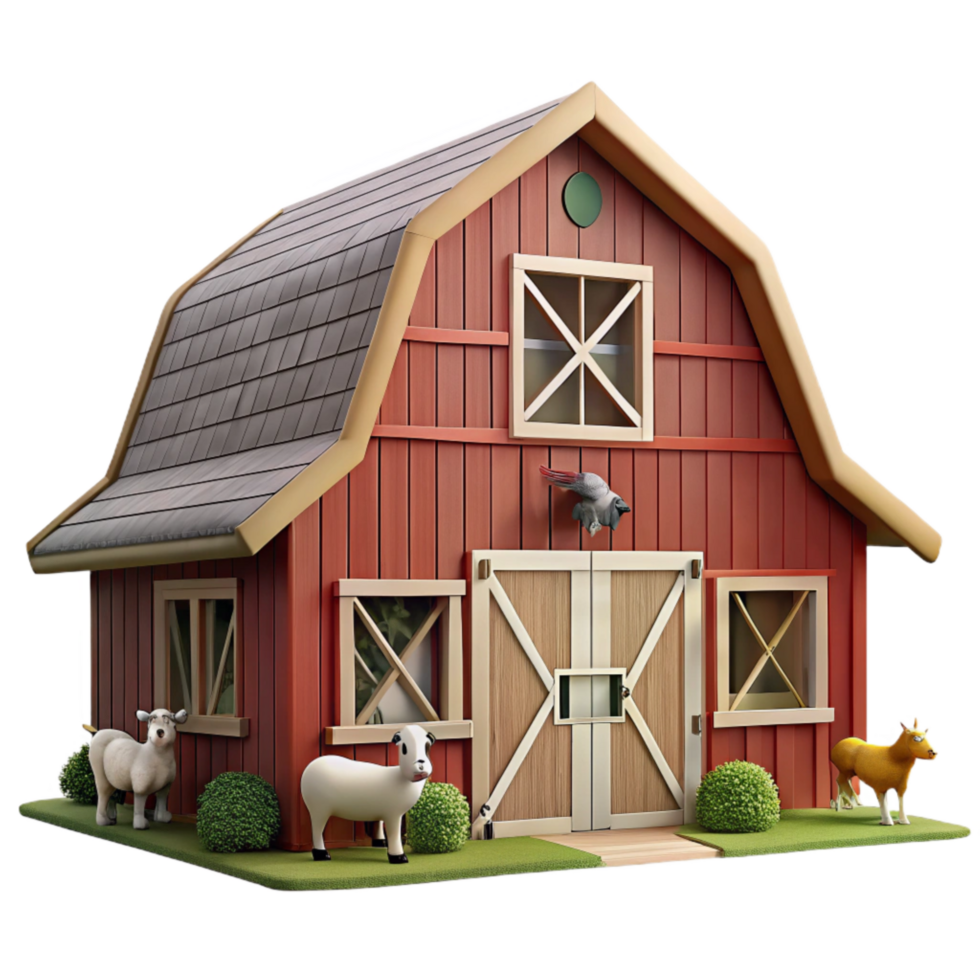 extraordinary rustic Barn with Animals Inside Front View Transparent high resolution png