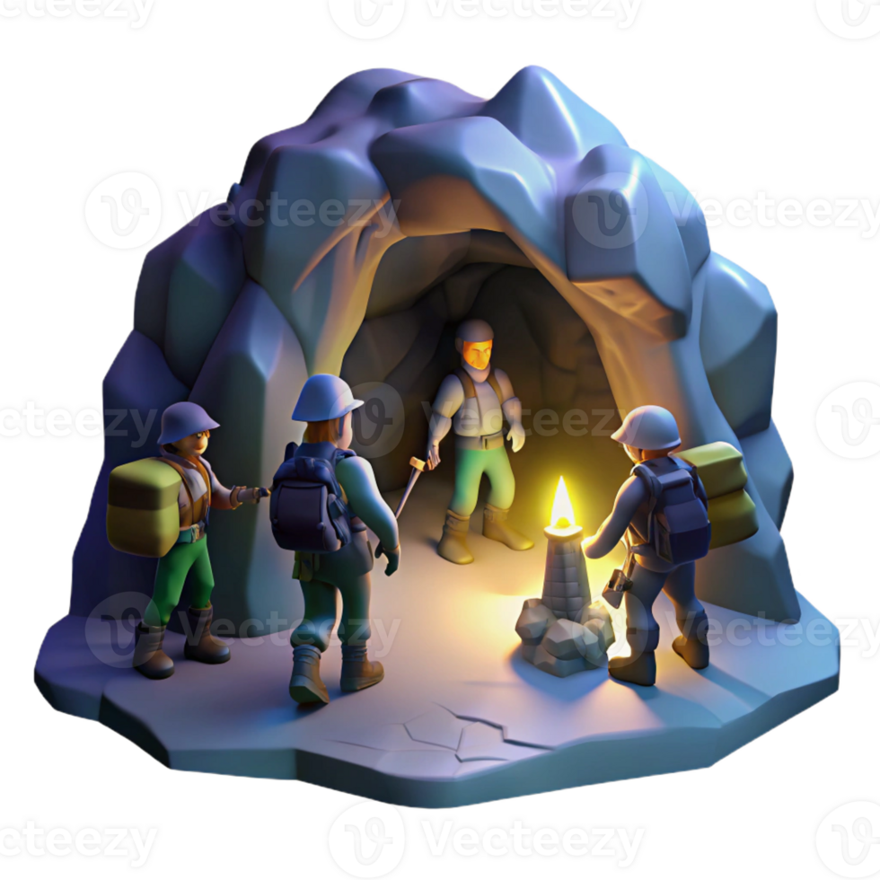 serene creative A Group of Adventurers Exploring a Dark A exclusive png