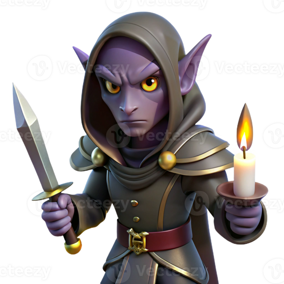 wonderful minimalist Dark Elf Assassin in Shadow professional png