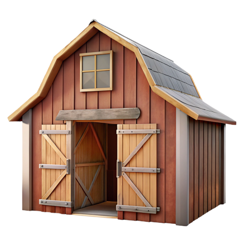 magnificent rustic Barn with Open Doors Front View high resolution png
