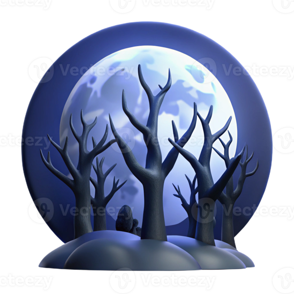 stunning traditional A Full Moon Behind Silhouetted Trees Dark exclusive png