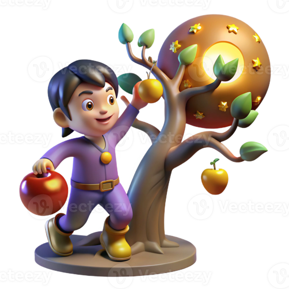 extraordinary creative A Mischievous Imp Stealing a Golden Apple genuine png