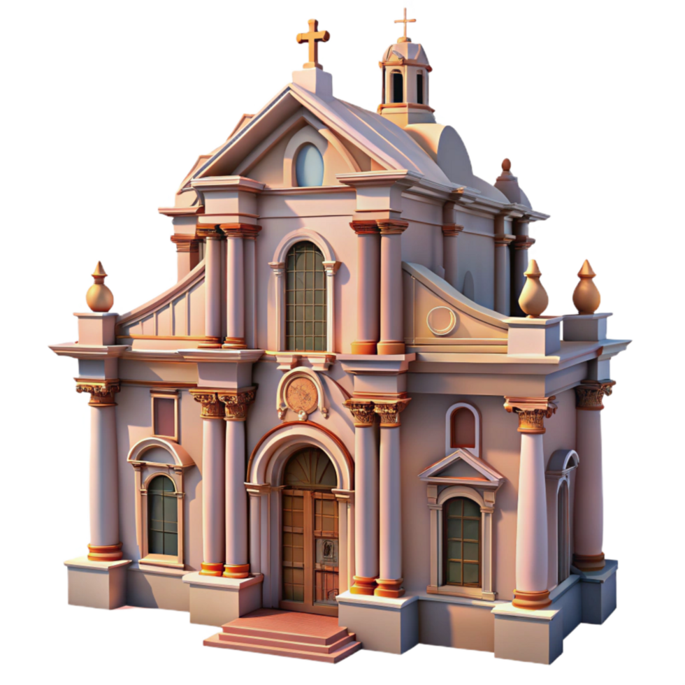 elegant abstract Baroque Church Facade Transparent Background premium png